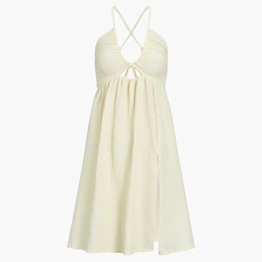 Commense Cutout High-Slit Beige Midi Dress Size S - Picture 14 of 15